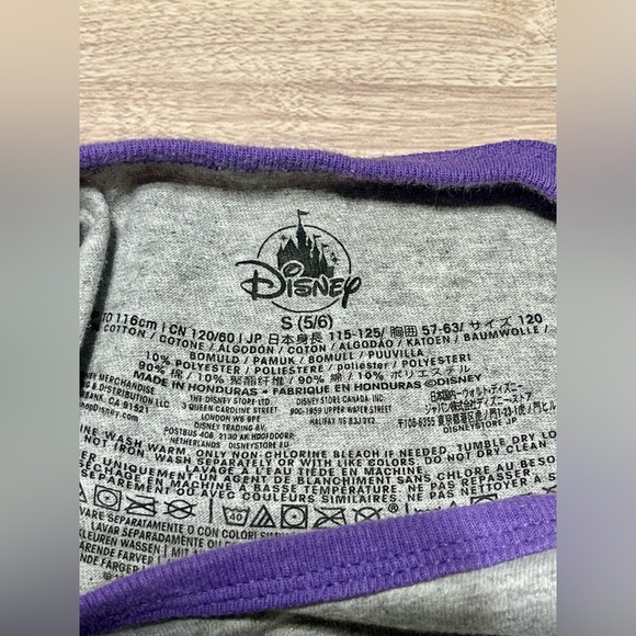 Disney Girl’s Lady and the Tramp T-Shirt Size 5/6 Gray Purple Trim Cute Tee - Picture 3 of 3